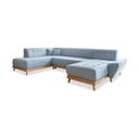 Jasnoniebieska rozkładana sofa w kształcie litery "U" Miuform Dazzling Daisy, lewostronna