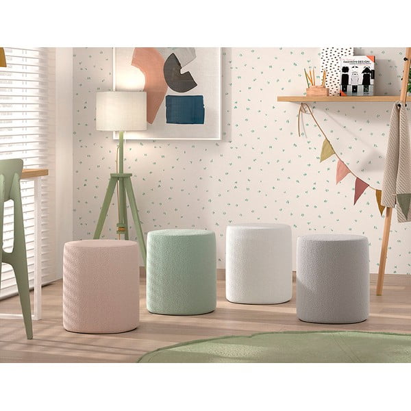 Biały puf dziecięcy z materiału bouclé MOON – Vipack-image-2