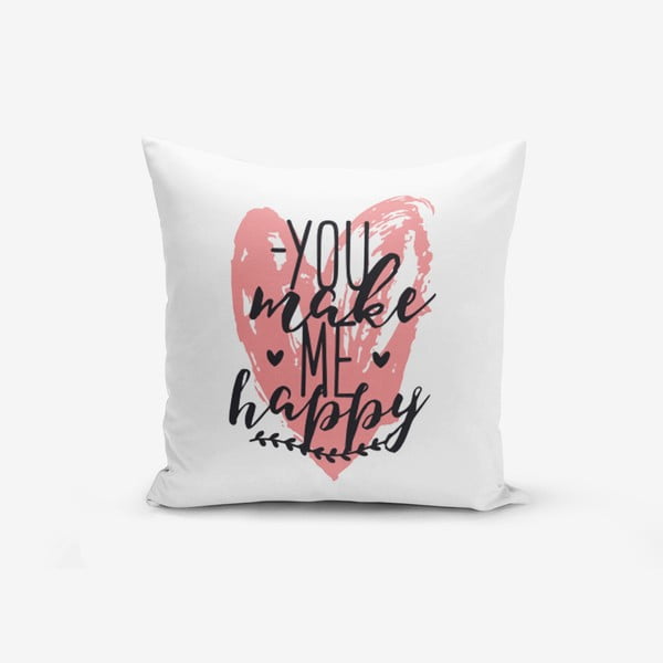 Poszewka na poduszkę z domieszką bawełny Minimalist Cushion Covers You Make me Happy, 45x45 cm