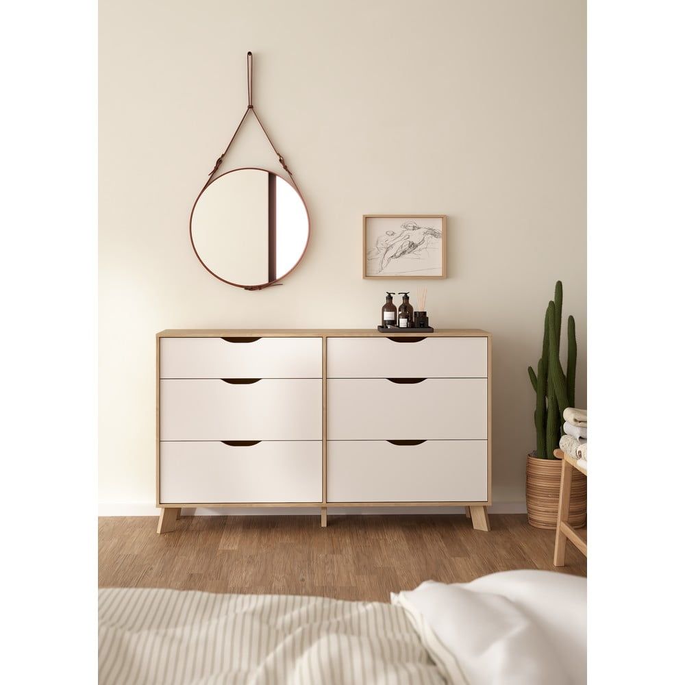 Biało-naturalna komoda w dekorze dębu 156x92x40 cm Ikast – Tvilum (zdjęcie 11)