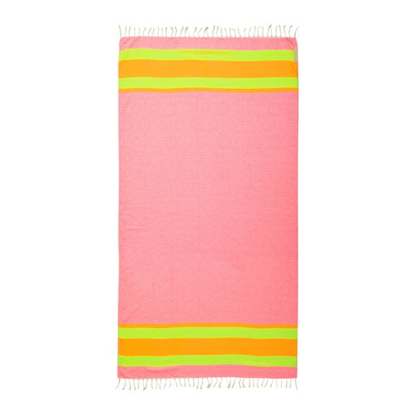 Różowy ręcznik hammam Begonville Coast, 180x95 cm