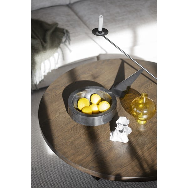 Ciemnobrązowy okrągły stolik w dekorze dębu ø 110 cm Boxford – Rowico-image-4