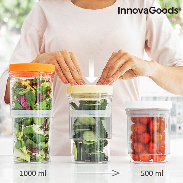 Zestaw 3 sztaplowanych pojemników na żywność InnovaGoods-image-2