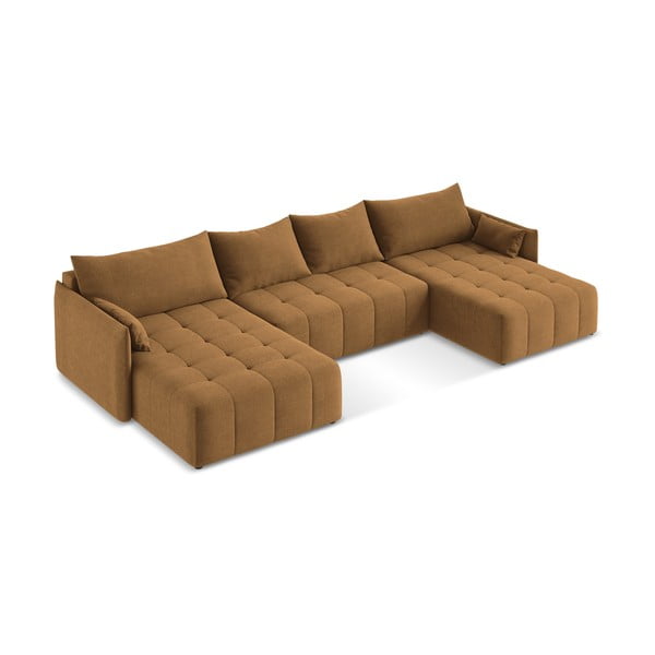 Rozkładany/ze schowkiem narożnik (w kształcie litery U) w kolorze terakoty Moku – Makamii-image-2