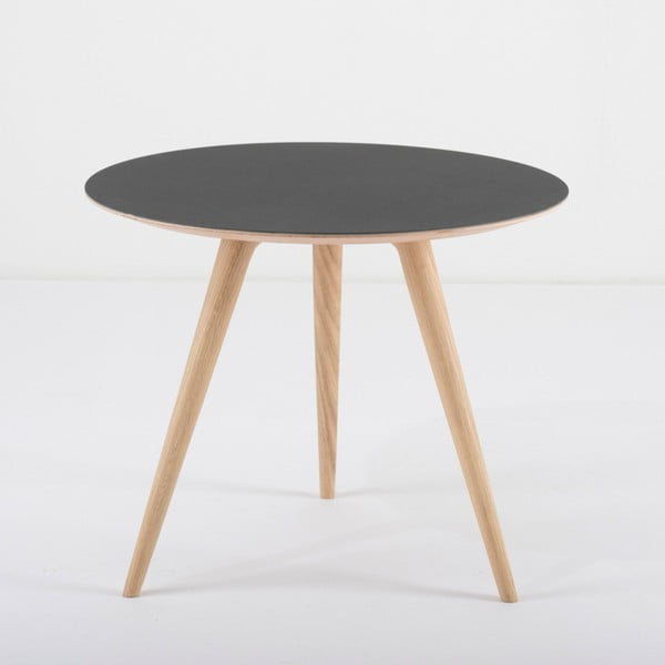 Dębowy stolik z czarnym blatem Gazzda Arp, ⌀ 55 cm-image-2