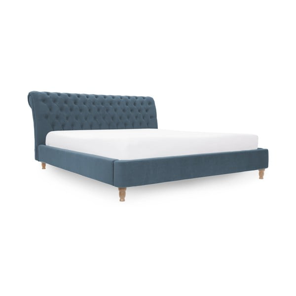 Niebieskie łóżko z naturalnymi nogami Vivonita Allon, 180x200 cm