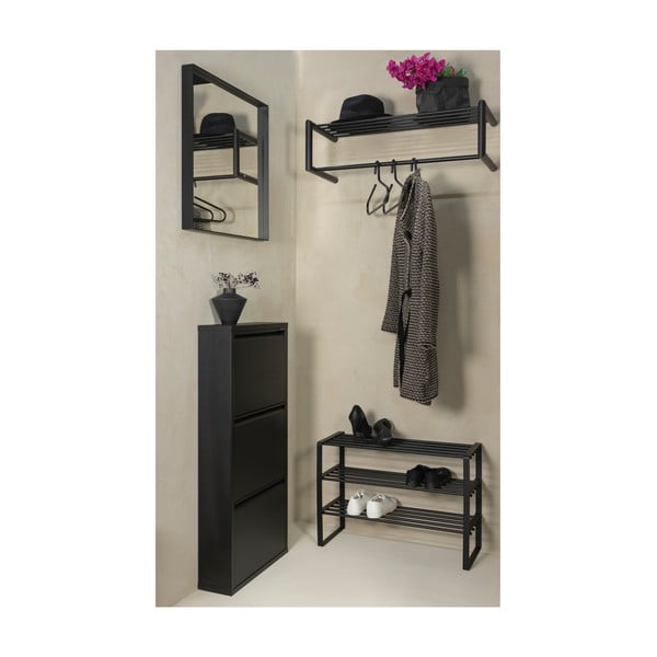 Czarna metalowa szafka na buty 70x48,5x29 cm Rex – Spinder Design-image-3