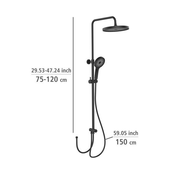 Czarny zestaw prysznicowy ze stali nierdzewnej 120 cm Soft Water – Wenko-image-2