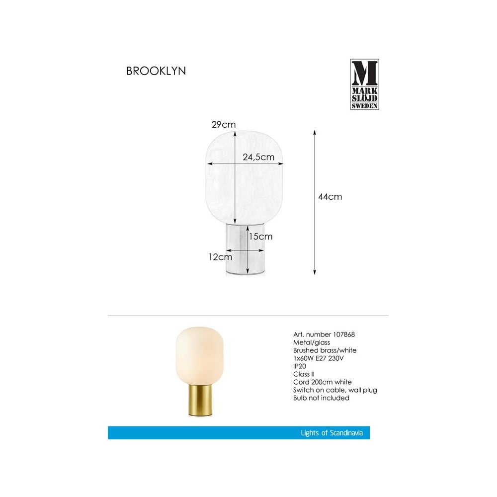 Lampa stołowa Markslöjd Brooklyn Brushed Brass (zdjęcie 4)