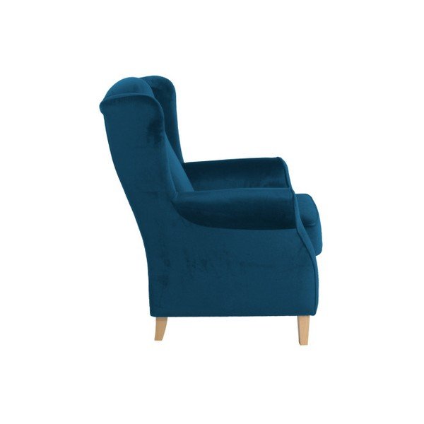Ciemnoturkusowy fotel uszak Max Winzer Lorris Velour Petrol-image-1