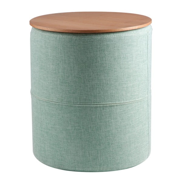 Jasnoniebieski stolik z blatem w dekorze drewna dębowego sømcasa Leo, ø 45 cm