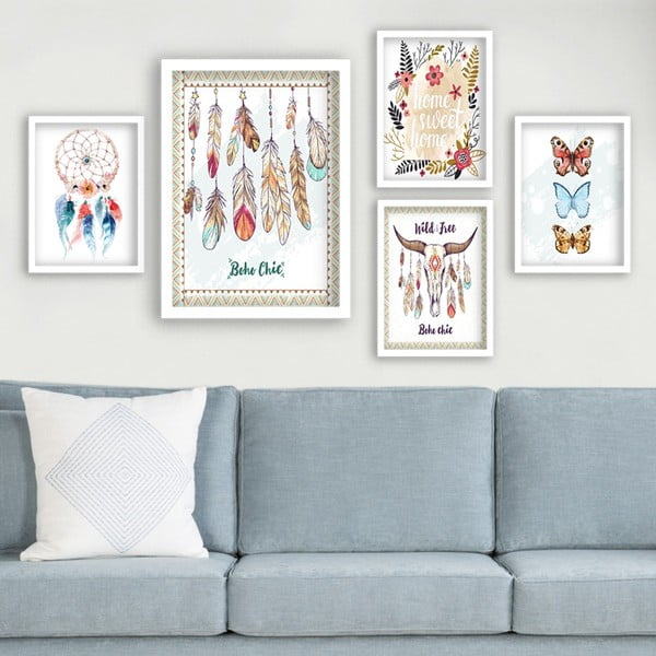 Obrazy zestaw 5 szt. Boho – Wallity-image-1