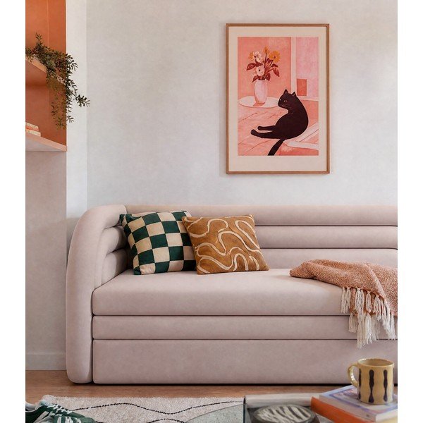 Beżowa aksamitna rozkładana/ze schowkiem sofa lewostronna 223 cm Fabillo – ELTAP-image-3
