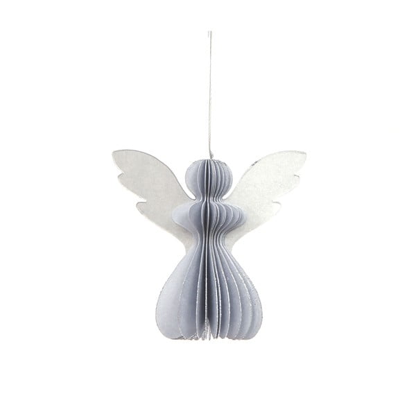 Papierowa ozdoba świąteczna w kształcie anioła w kolorze srebra Only Natural, 12,5 x 7,5 cm