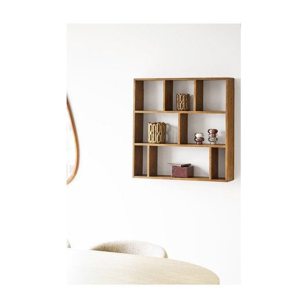 Ciemnobrązowa wielopoziomowa półka z litego drewna dębowego 70 cm Townsville – House Nordic-image-1