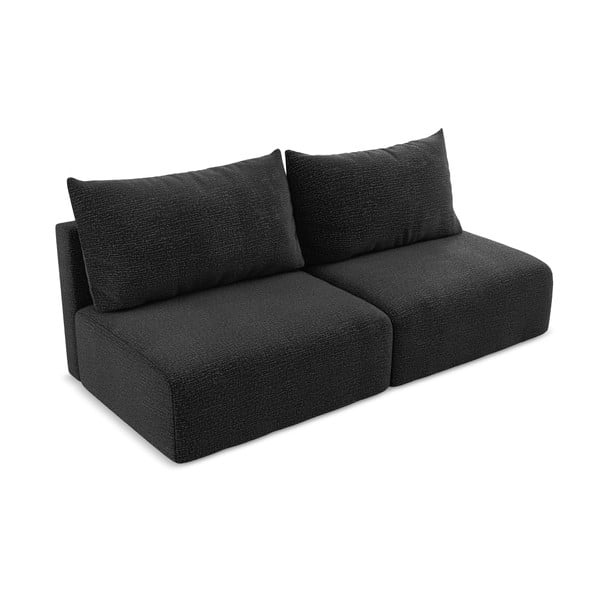 Czarna rozkładana/ze schowkiem sofa 216 cm Kalena – Makamii-image-2