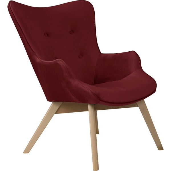 Czerwony aksamitny fotel Niko – Ropez
