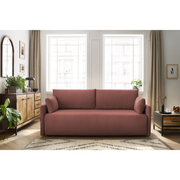 Różowa sztruksowa rozkładana sofa 211 cm Marcel – Bobochic Paris-image-1