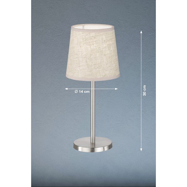 Lampa stołowa w beżowo-srebrnym kolorze z tekstylnym kloszem (wysokość 30 cm) Eve – Fischer & Honsel-image-2