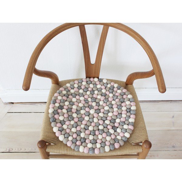 Jasnoróżowo-szara wełniana kulkowa poduszka na krzesło Wooldot Ball Chair Pad, ⌀ 39 cm-image-2