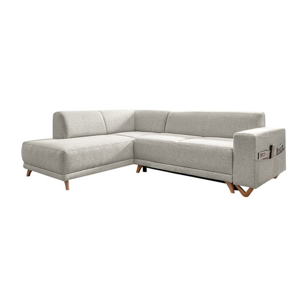 Beżowy rozkładany/ze schowkiem narożnik (lewostronny/w kształcie litery L) Classy Sophie – Miuform