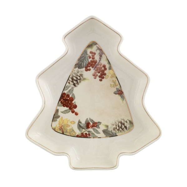 Porcelanowy półmisek w kształcie choinki Brandani Sottobosco, dł. 23,5 cm