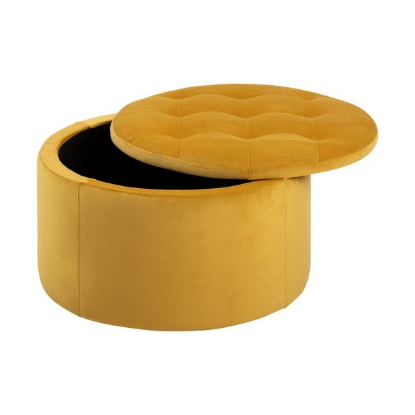 Żółty aksamitny puf Actona Retina, ⌀ 60 cm-image-4