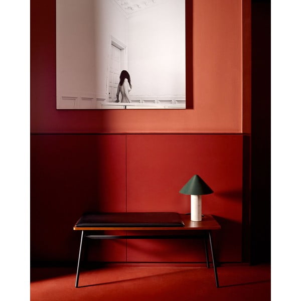 Czarno-brązowa ławka z imitacji skóry Carabel – Kave Home-image-1