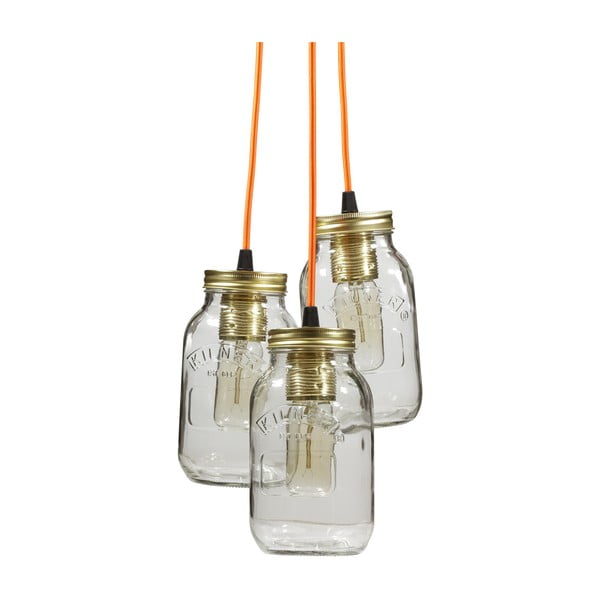 Lampa wisząca JamJar Lights, trzy pomarańczowe kable