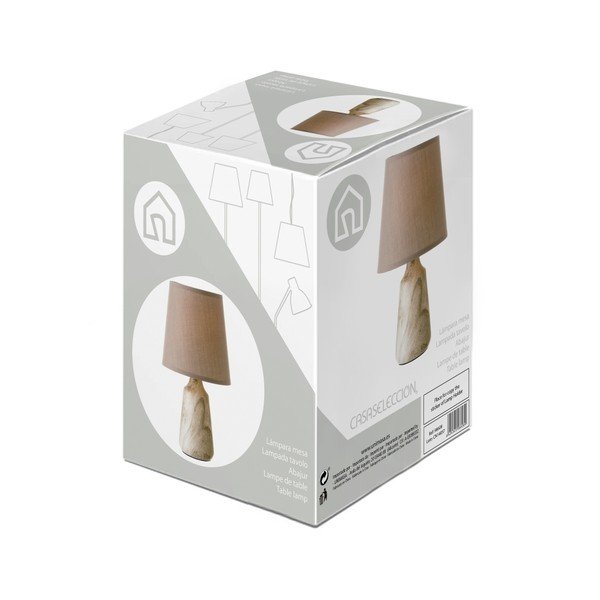Beżowa ceramiczna lampa stołowa z tekstylnym kloszem (wys. 28 cm) – Casa Selección-image-4