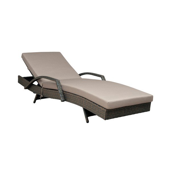 Brązowo-beżowy leżak ogrodowy ze sztucznego rattanu Redondo – Unique Furniture