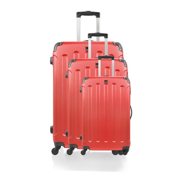 Zestaw 3 czerwonych walizek na kółkach Bluestar Lee