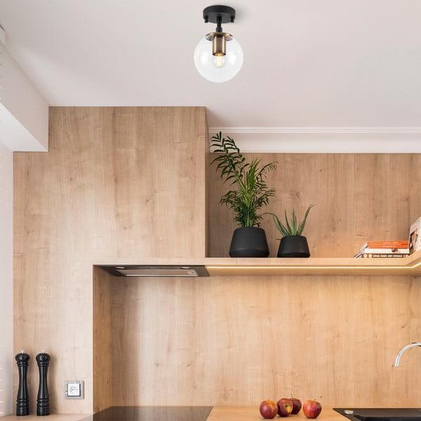 Czarna lampa sufitowa ze szklanym kloszem ø 15 cm Atmaca – Opviq lights-image-3