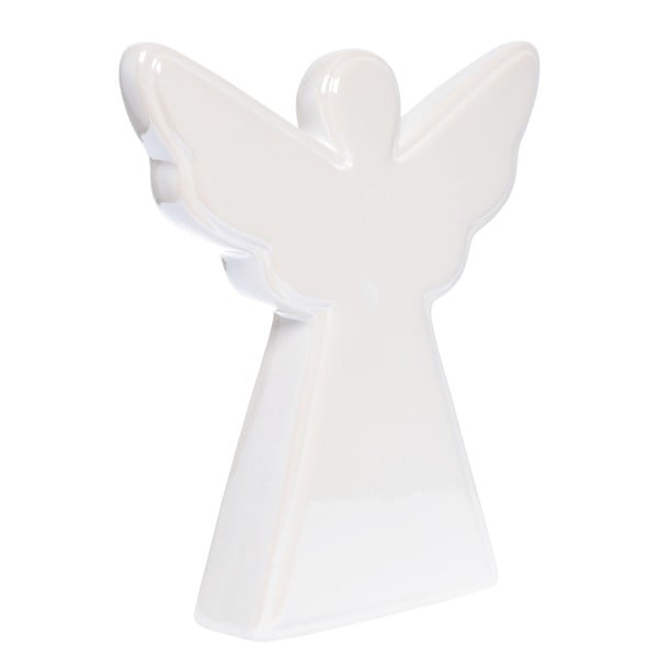 Biała ceramiczna figurka aniołka Ewax Angel, dł. 15 cm