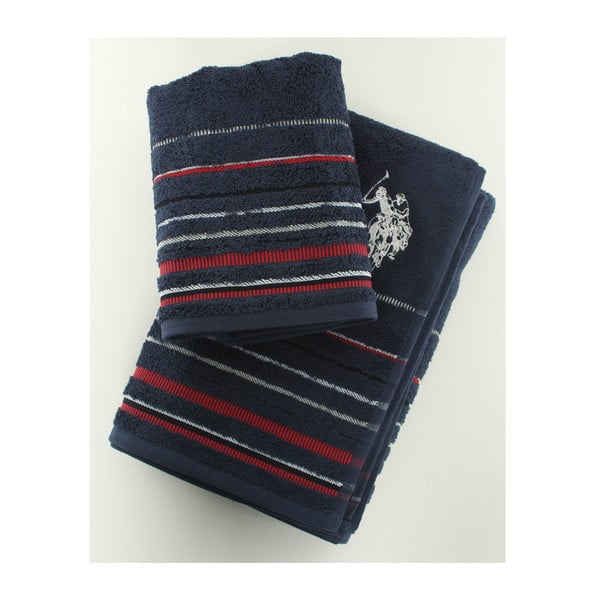 Komplet 2 ręczników Set US Polo Dark Blue, 50x90 i 70x140 cm