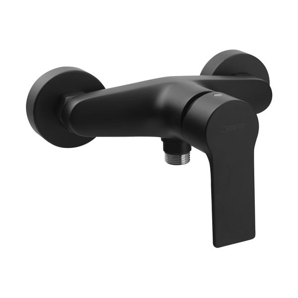 Bateria prysznicowa ścienna w kolorze matowej czerni (1 otwór) Pax – Sapho