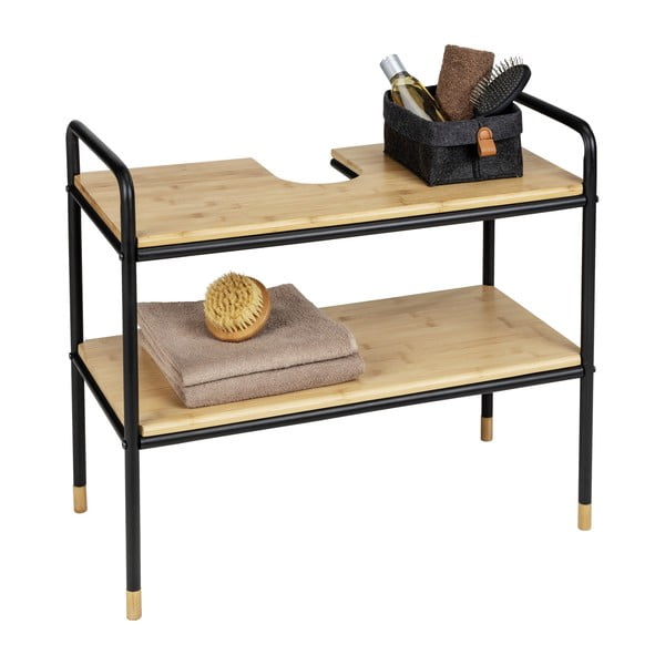 Czarno-naturalna bambusowa szafka pod umywalkę 70x60 cm Loft – Wenko-image-1