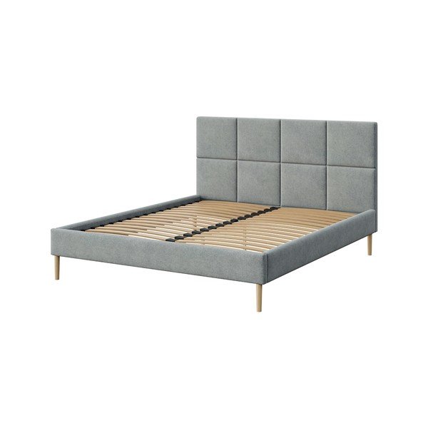 Szare tapicerowane łóżko dwuosobowe ze stelażem 160x200 cm Alano – MESONICA-image-3