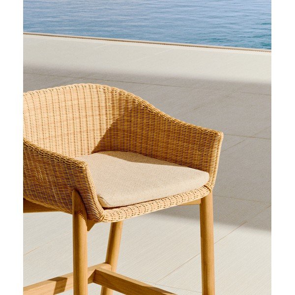 Tapicerowany/rattanowy hoker ogrodowy w naturalnym kolorze Galea – Kave Home-image-3