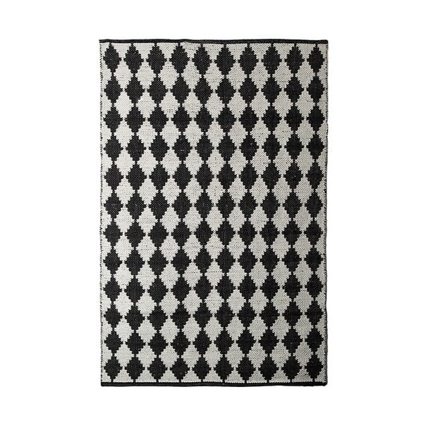 Czarno-biały bawełniany ręcznie tkany dywan Pipsa Diamond, 140x200 cm