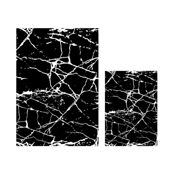 Zestaw 2 czarno-białych dywaników łazienkowych Mila Home Marble