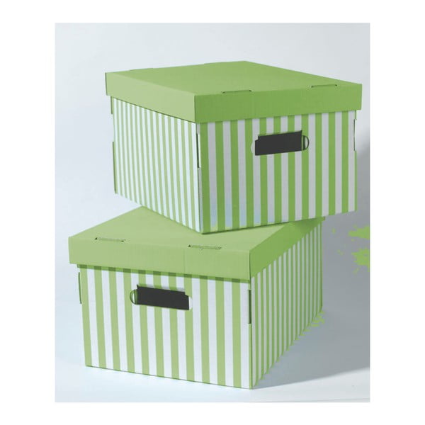 Zestaw 2 zielonych pudełek Compactor Stripes Green