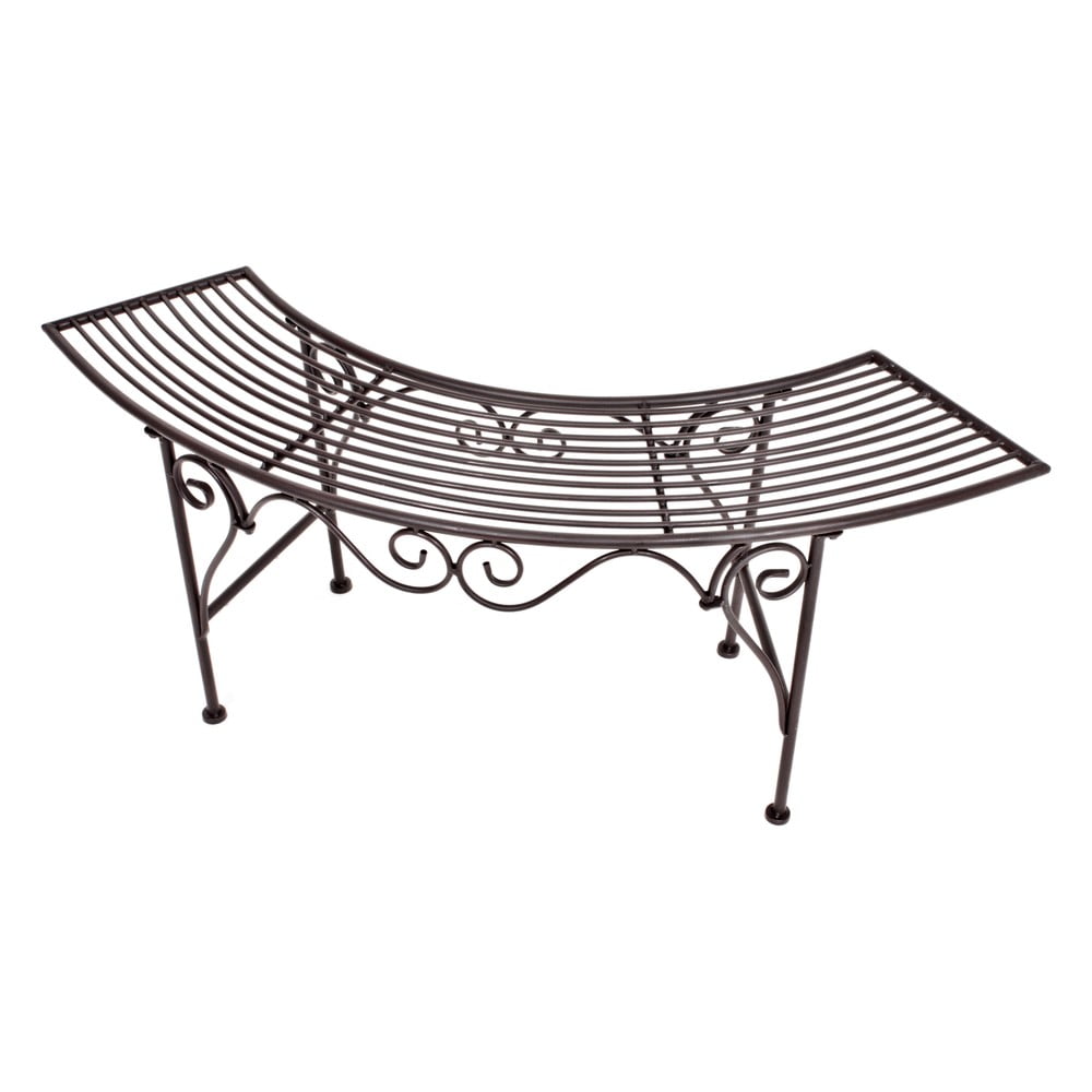 Czarno-ciemnobrązowa metalowa ławka ogrodowa Fuego – Garden Pleasure (zdjęcie 4)