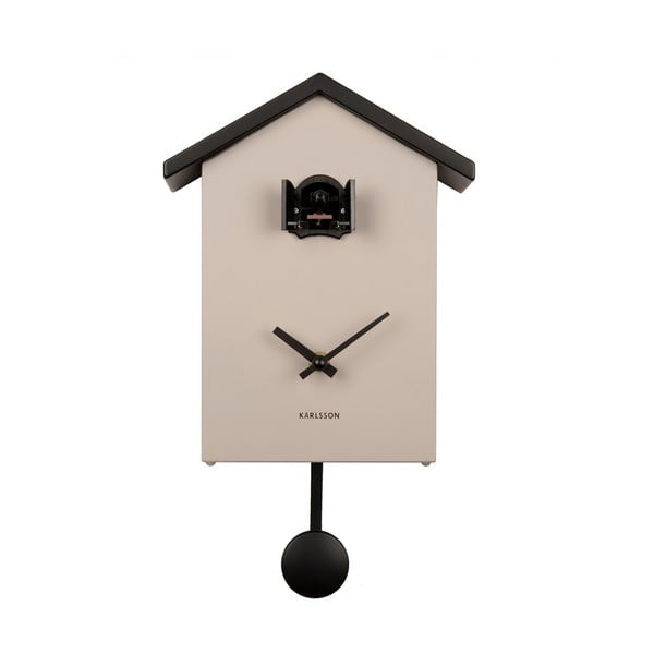 Czarno-beżowy zegar wahadłowy Karlsson Cuckoo, 25x20 cm