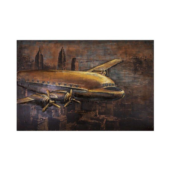 Dekoracyjna metalowa tabliczka Antic Line Avion New York, 120x80 cm