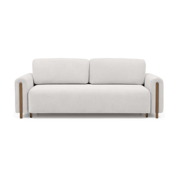 Kremowa rozkładana/ze schowkiem sofa z materiału bouclé 244 cm Arcadova – ELTAP