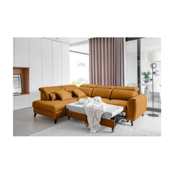 Żółty aksamitny rozkładany/ze schowkiem narożnik (lewostronny/w kształcie litery L) Noble – ELTAP-image-4