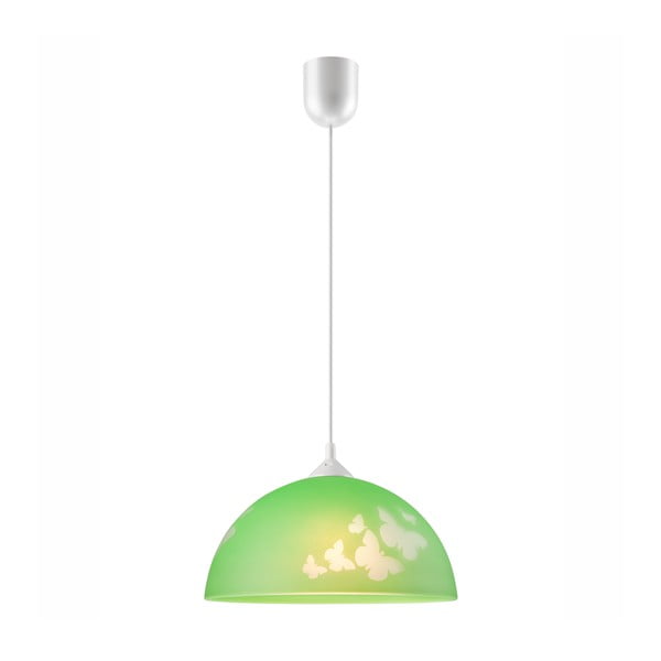 Zielona lampa dziecięca ze szklanym kloszem ø 30 cm Mariposa – LAMKUR