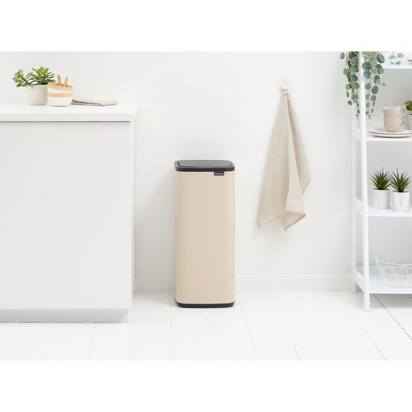 Beżowy stalowy kosz na śmieci otwierany na dotyk 30 l Bo Touch – Brabantia-image-1