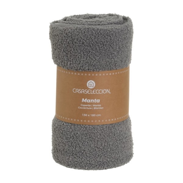 Szary koc z materiału sherpa 130x160 cm Sherpa Bouclé – Casa Selección-image-4